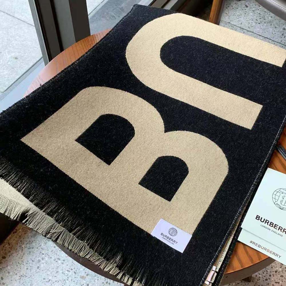 Burberry Women Logo Wool Jacquard Scarf-Brown - image 6