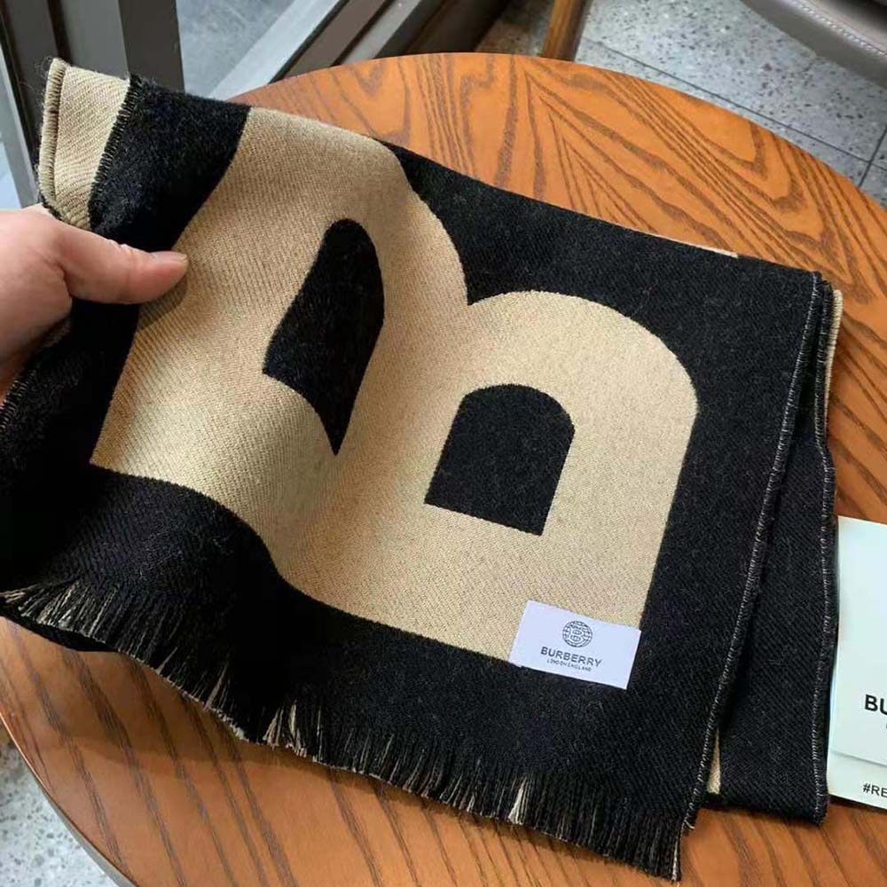 Burberry Women Logo Wool Jacquard Scarf-Brown - image 5