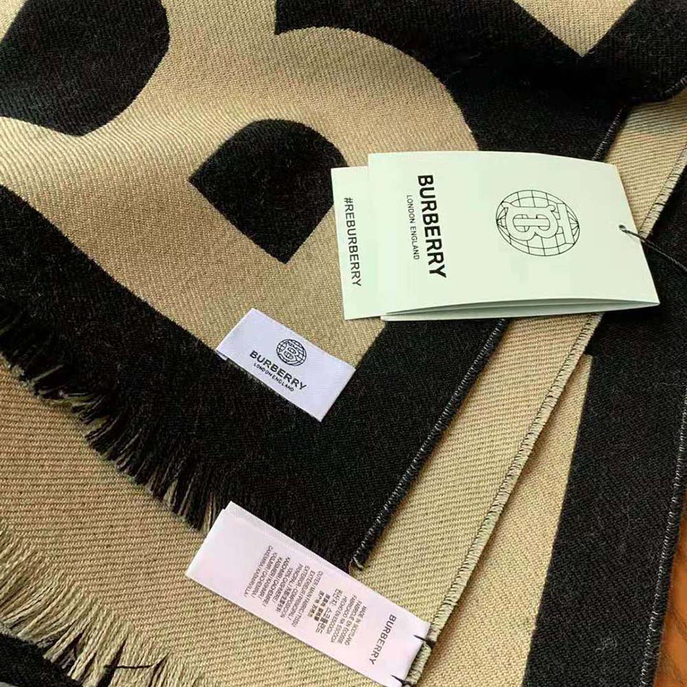 Burberry Women Logo Wool Jacquard Scarf-Brown - image 7