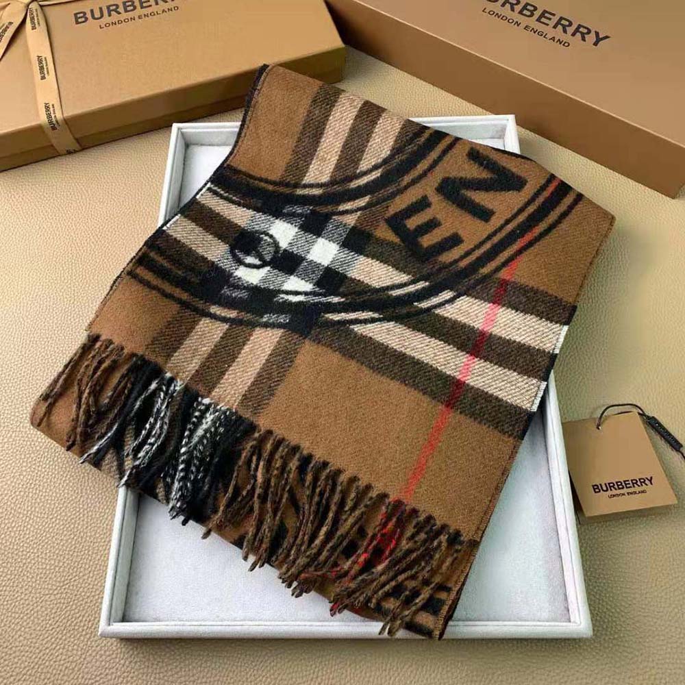 Burberry Women Montage Print Cashmere Scarf-Brown - image 4