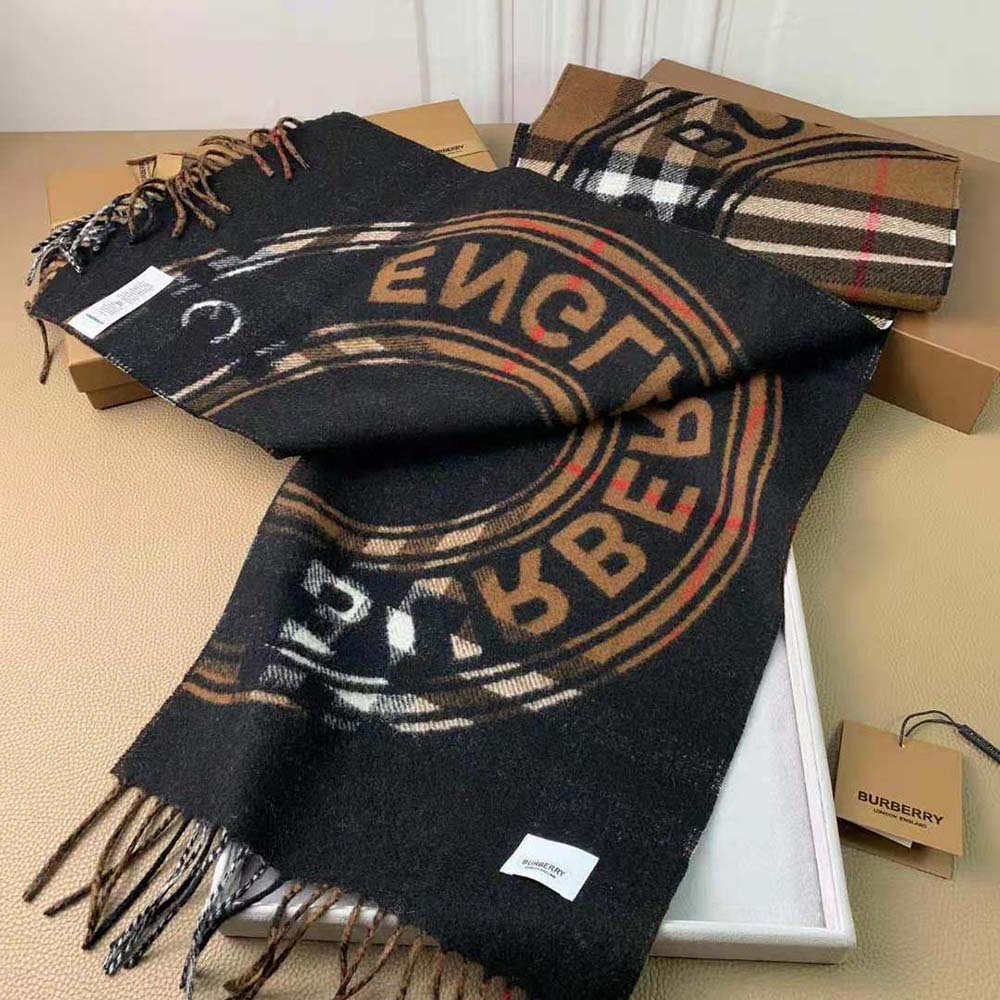Burberry Women Montage Print Cashmere Scarf-Brown - image 7