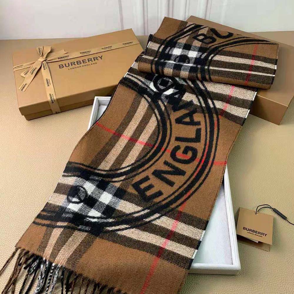 Burberry Women Montage Print Cashmere Scarf-Brown - image 6