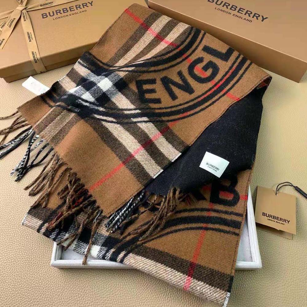 Burberry Women Montage Print Cashmere Scarf-Brown - image 5