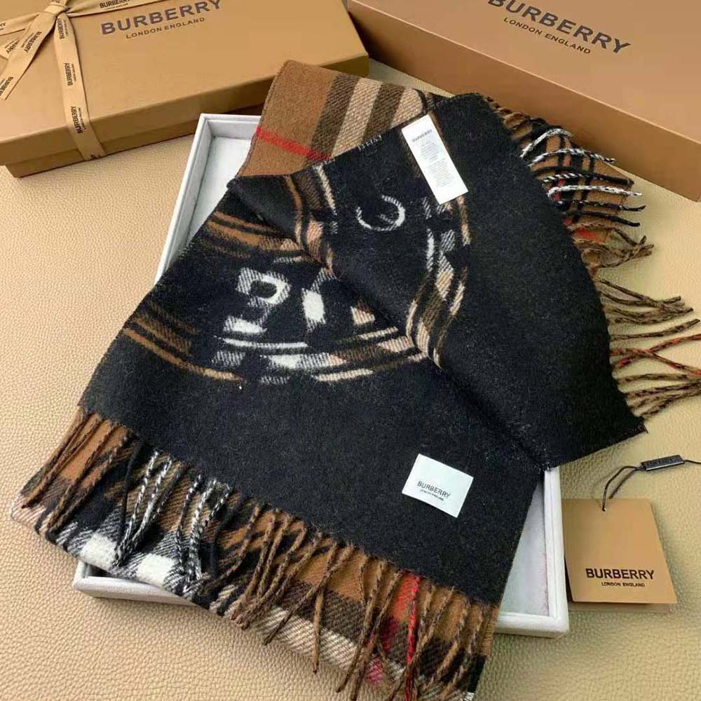 Burberry Women Montage Print Cashmere Scarf-Brown - image 8