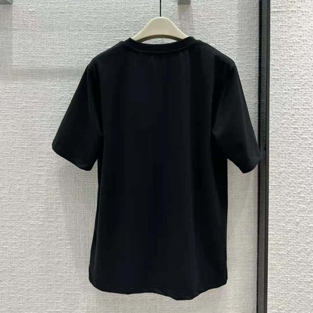 Side angle of Burberry Men Prorsum Label Cotton T-shirt-Black fit detail