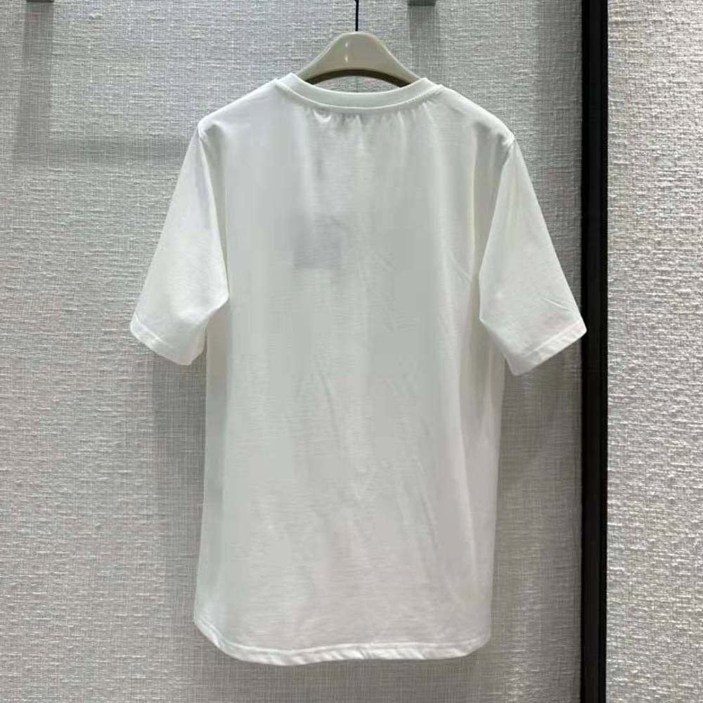 Side angle showing fit of Burberry Men Prorsum Label Cotton T-shirt-White