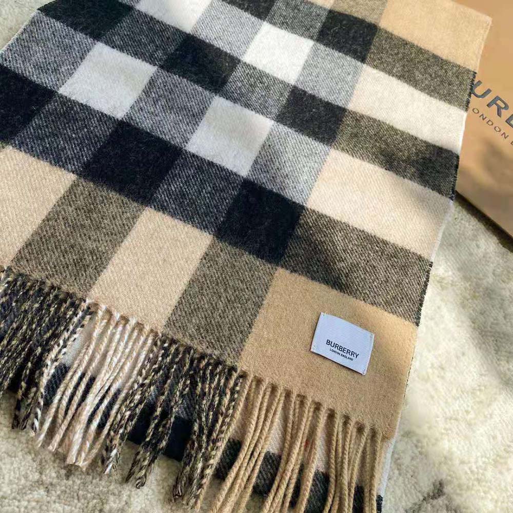 Burberry Women Reversible Check and Monogram Cashmere Scarf-Brown - image 6