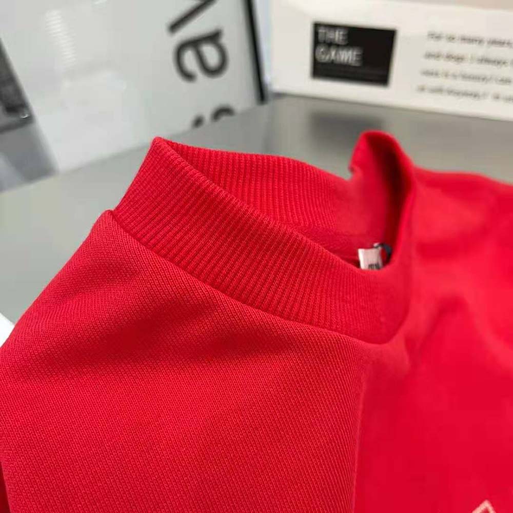 Celine Women Cropped Celine T-shirt in Cotton Fleece-Red - image 6