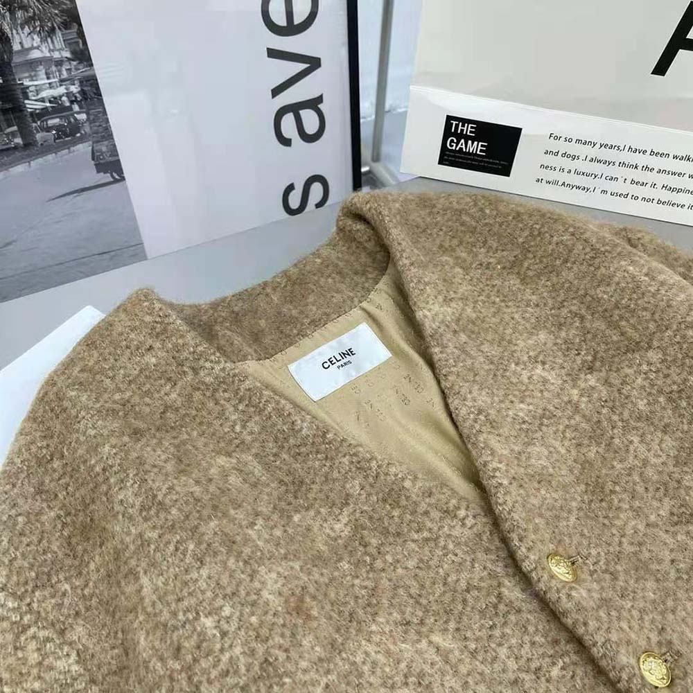 Celine Women Oversized Cardigan in Alpaca Wool-Brown - image 4