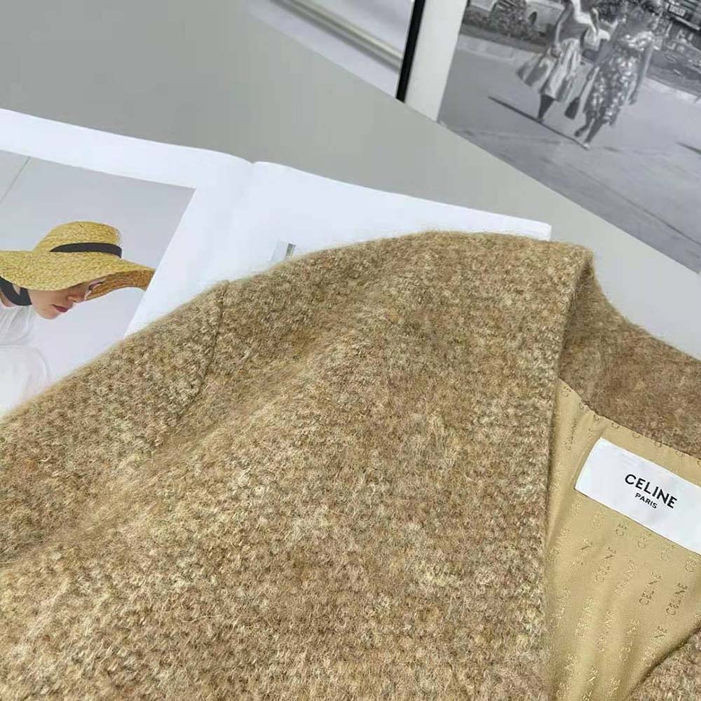 Celine Women Oversized Cardigan in Alpaca Wool-Brown - image 6