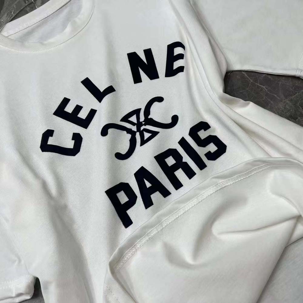 Celine Women Paris T-shirt in Cotton Jersey-White - image 6