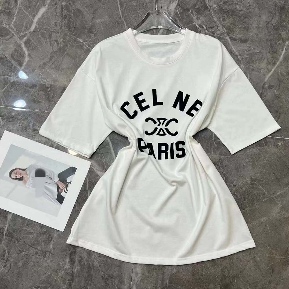 Celine Women Paris T-shirt in Cotton Jersey-White - image 4
