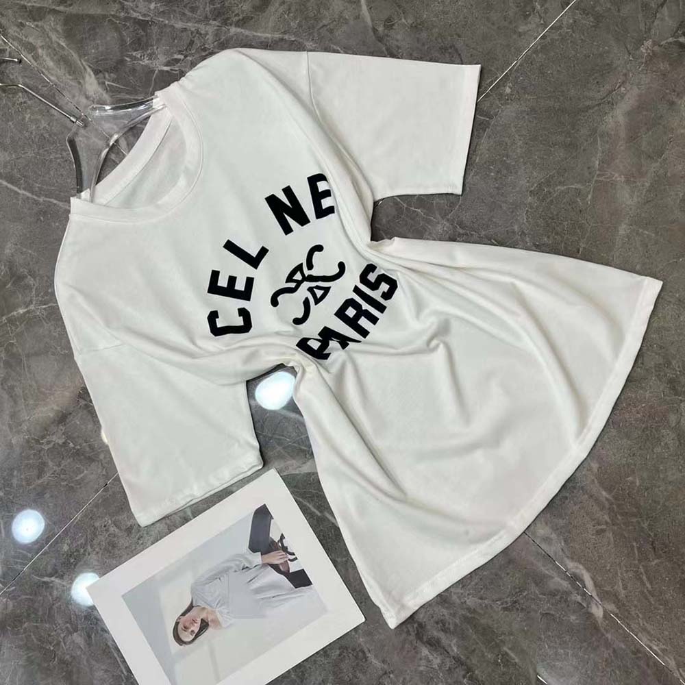 Celine Women Paris T-shirt in Cotton Jersey-White - image 5
