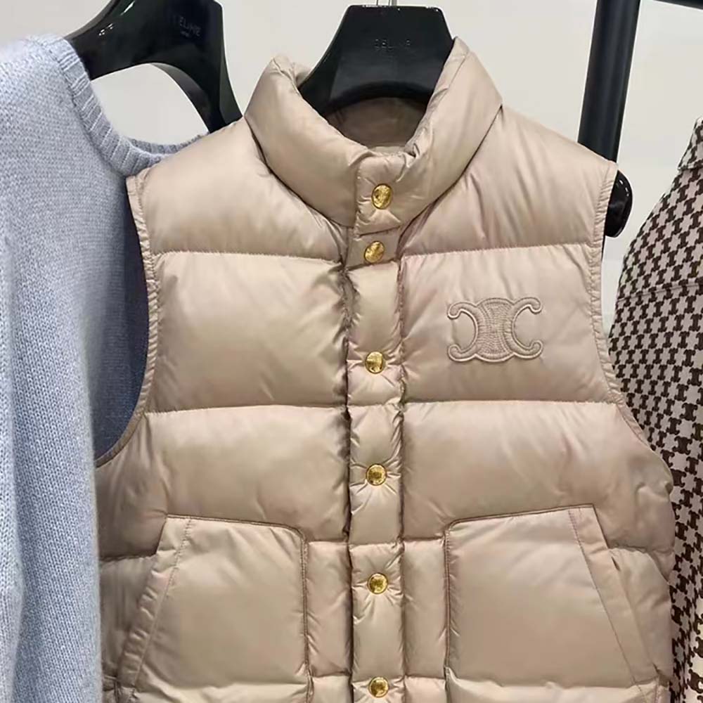 Side angle showing relaxed silhouette of Celine Women Quilted Blouson Jacket