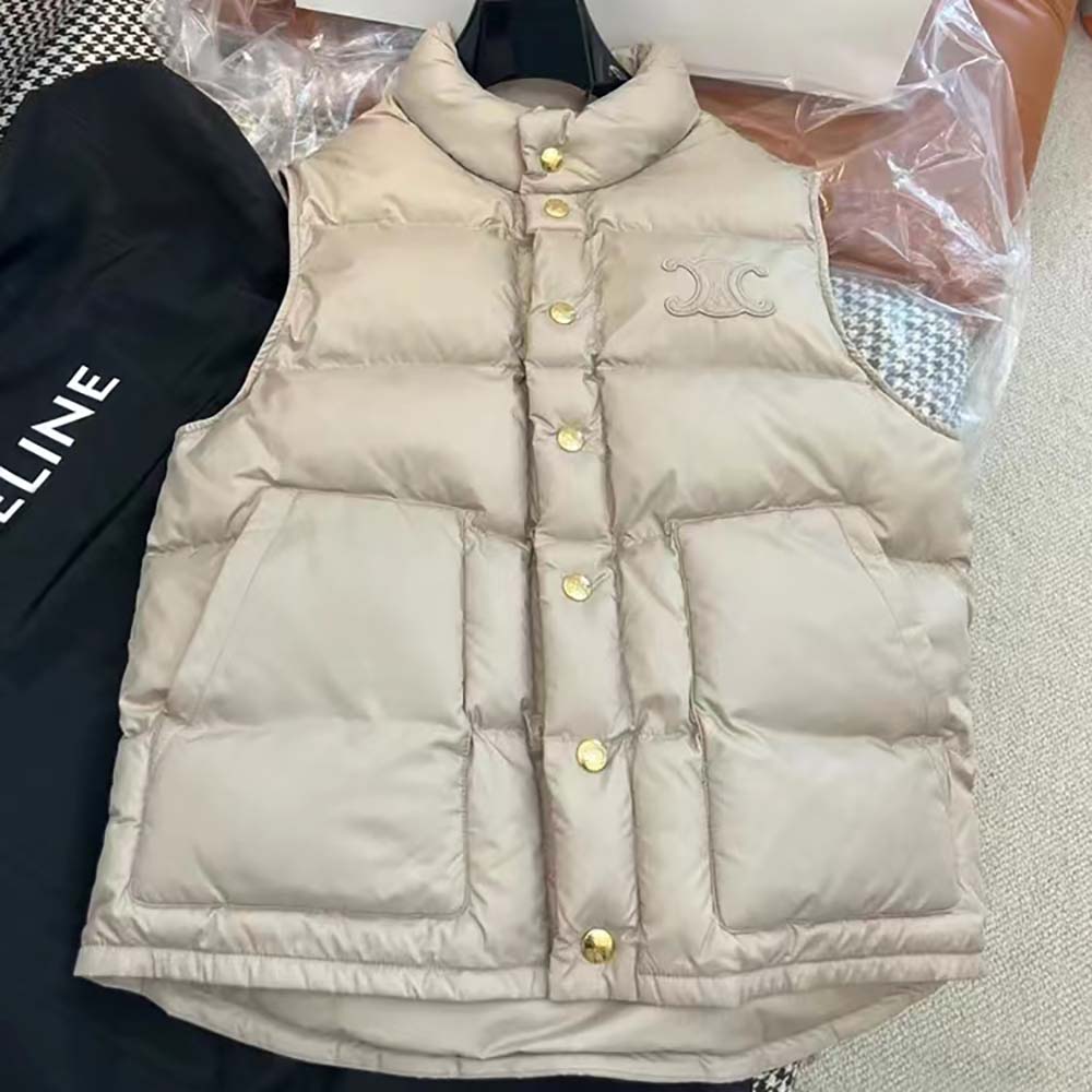 Close-up of quilted pattern and zip on Celine Women Quilted Blouson Jacket