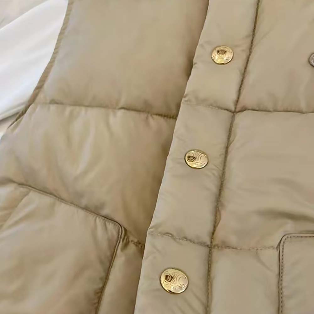 Celine Women Quilted Blouson Jacket in Lightweight Nylon-Beige - image 8
