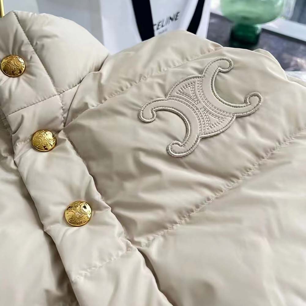 Celine Women Quilted Blouson Jacket in Lightweight Nylon-Beige - image 7