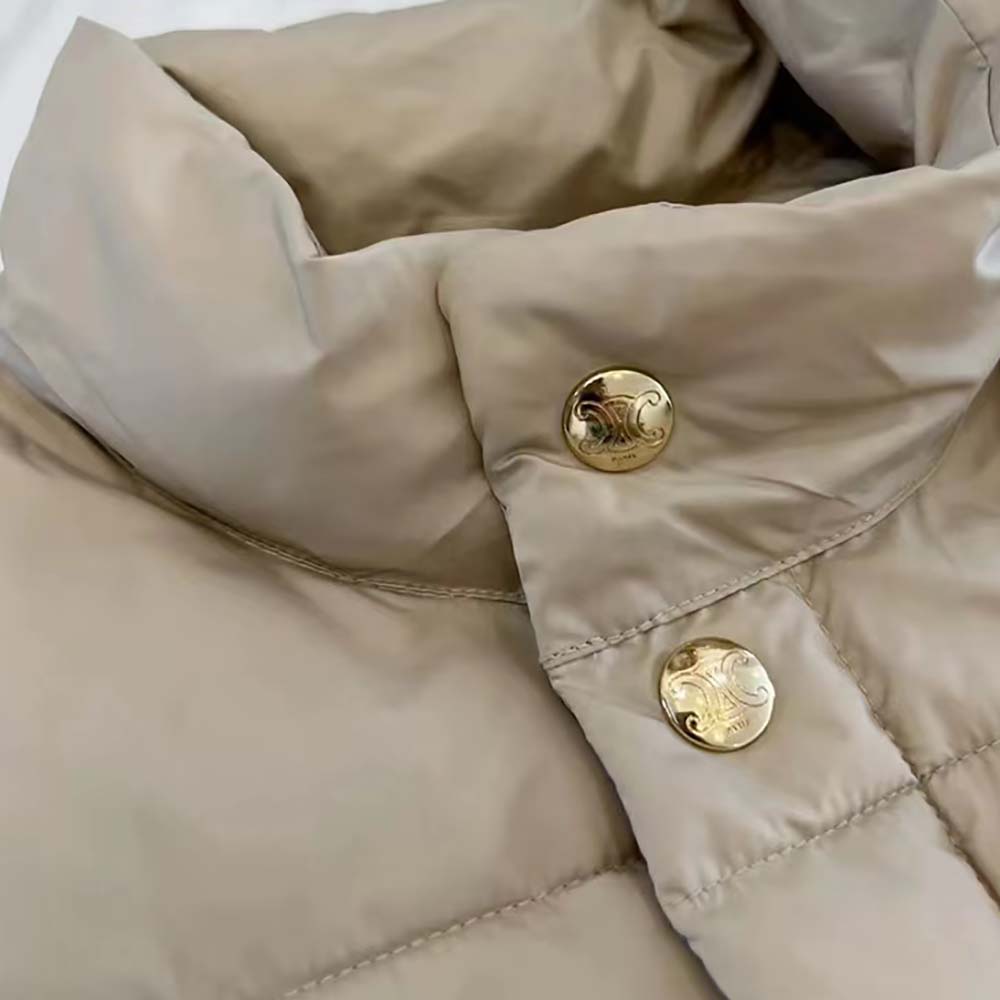 Celine Women Quilted Blouson Jacket in Lightweight Nylon-Beige - image 6