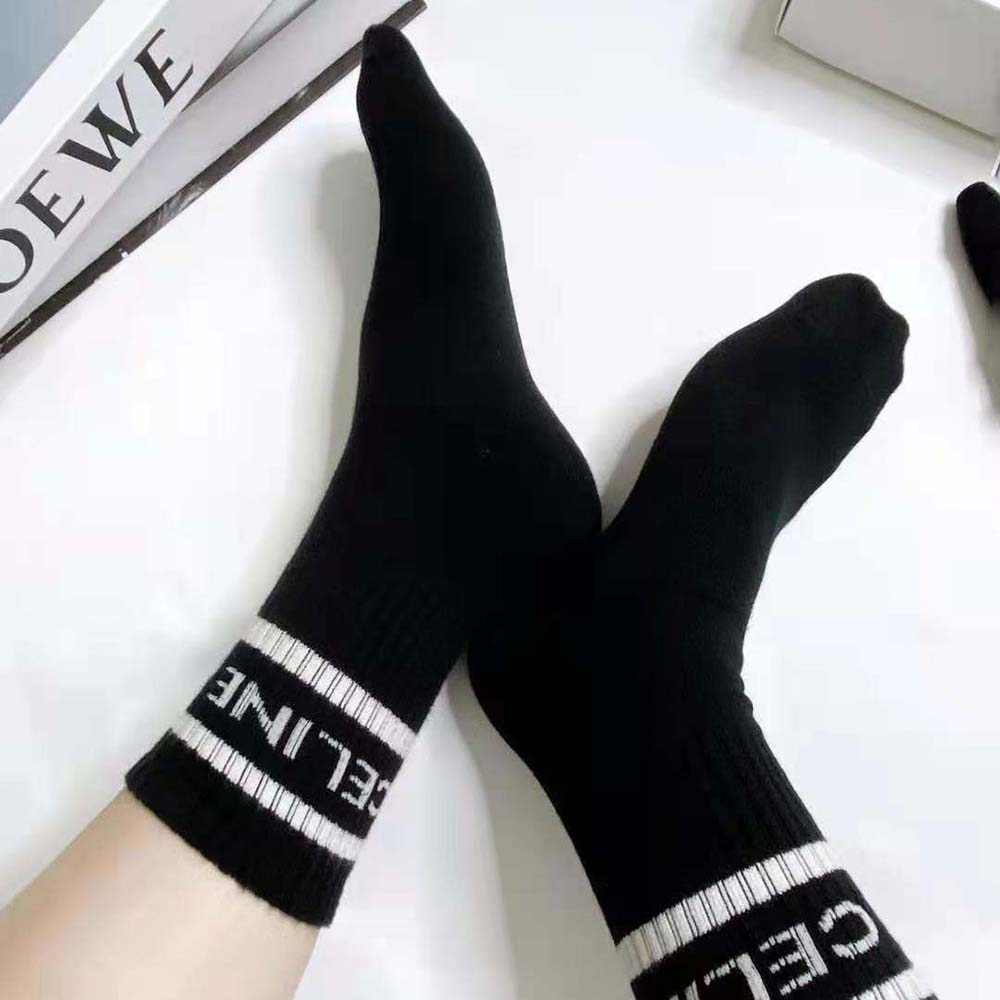 Celine Women Socks in Striped Cotton-Black - image 9