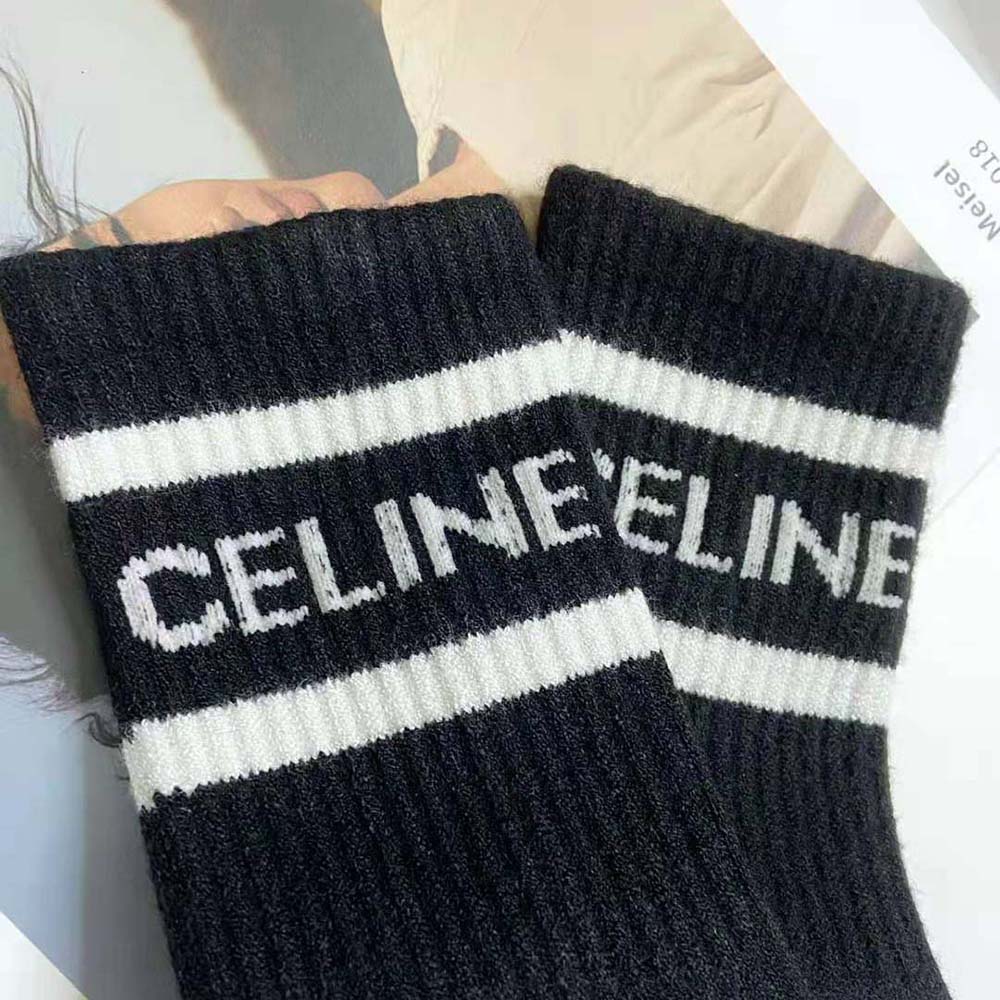 Celine Women Socks in Striped Cotton-Black - image 6
