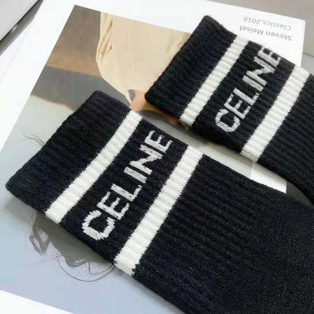 Celine Women Socks in Striped Cotton-Black - image 5