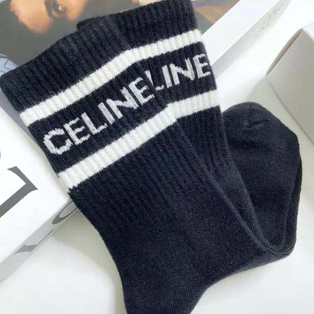 Celine Women Socks in Striped Cotton-Black - image 7