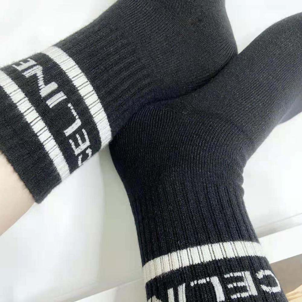 Celine Women Socks in Striped Cotton-Black - image 8