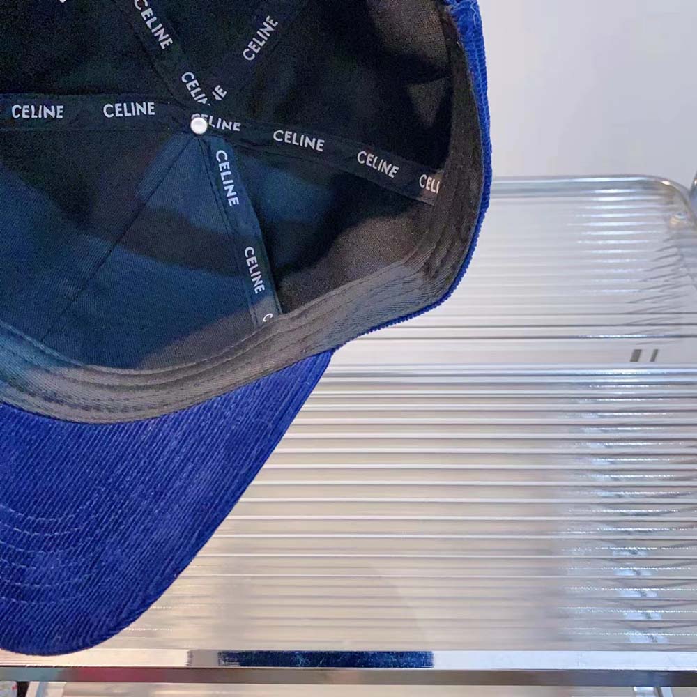 Celine Women Triomphe Cotton Baseball Cap-Blue - image 4