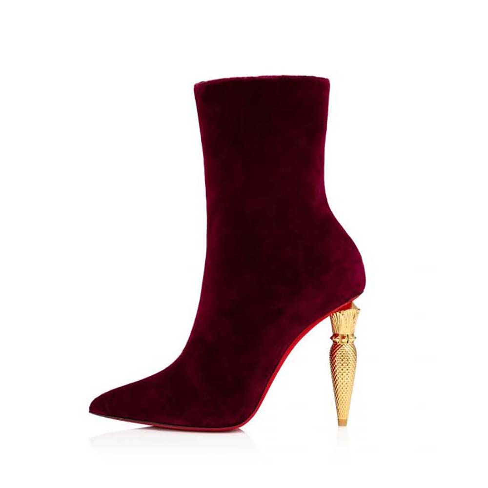 Front angle of Christian Louboutin Women Lipbooty 100 mm Heel Height-Red boots