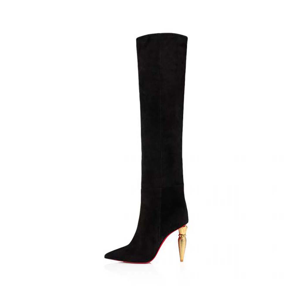 Side view of Christian Louboutin Women Lipbotta 100 mm Heel Height-Black showing profile