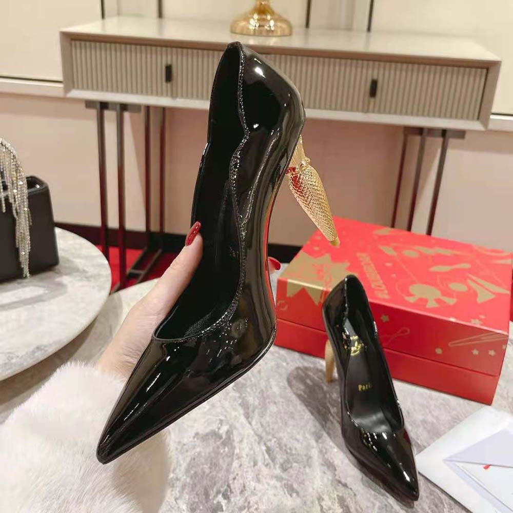 Christian Louboutin Women Lipchick Pump 100 mm Heel Height-Black - image 8