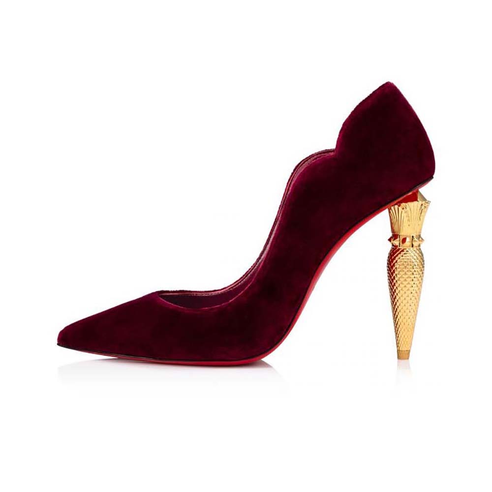 Side view of Christian Louboutin Women Lipchick Pump 100 mm Heel Height-Red