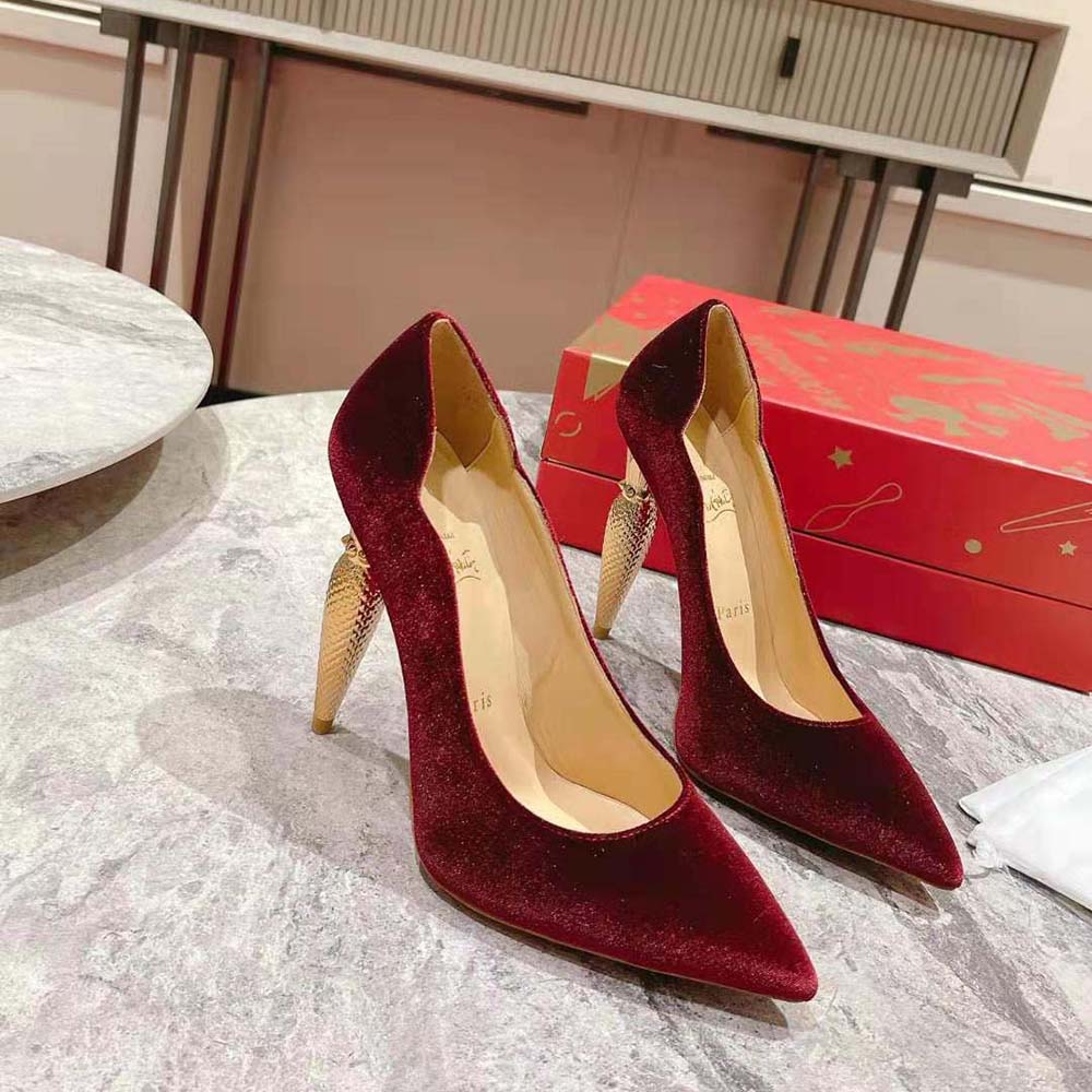Close-up of red patent leather and signature red sole on Lipchick Pump