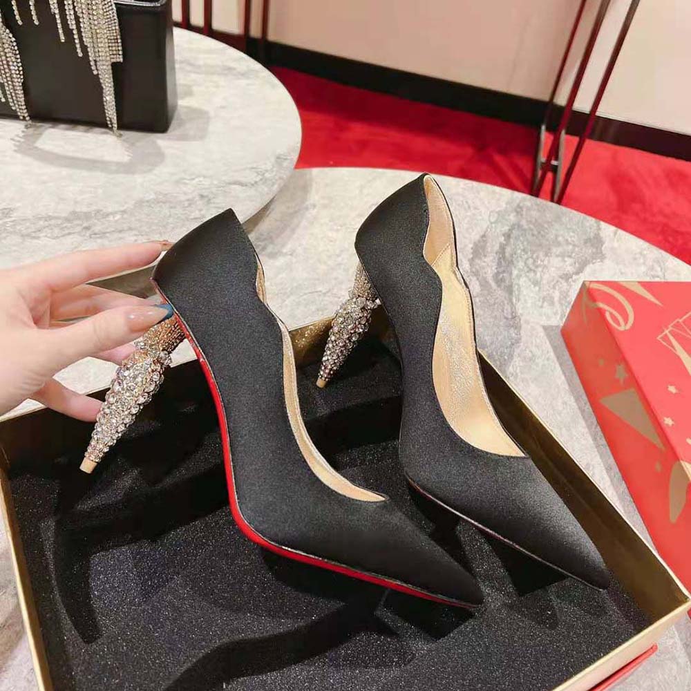 Christian Louboutin Women Lipstrass Pump 100 mm Heel Height-Black - image 7