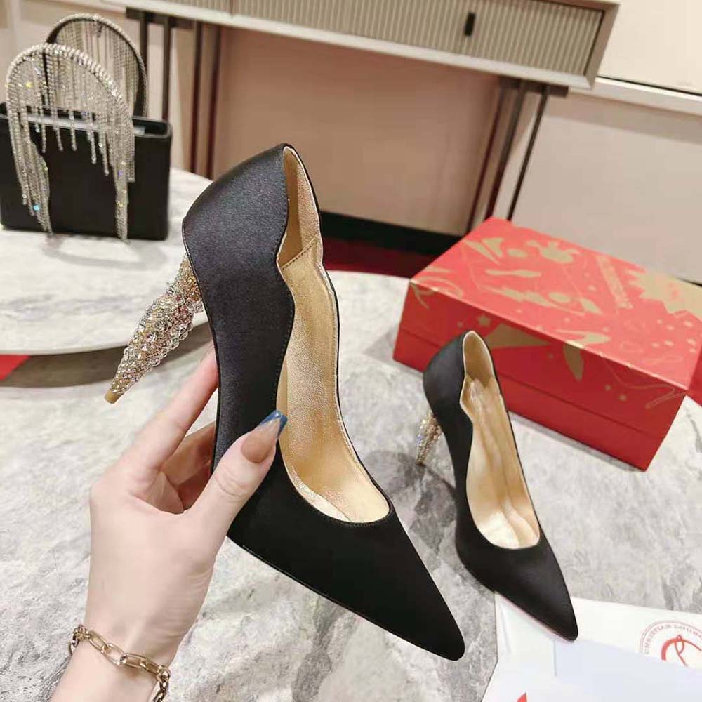 Christian Louboutin Women Lipstrass Pump 100 mm Heel Height-Black - image 5