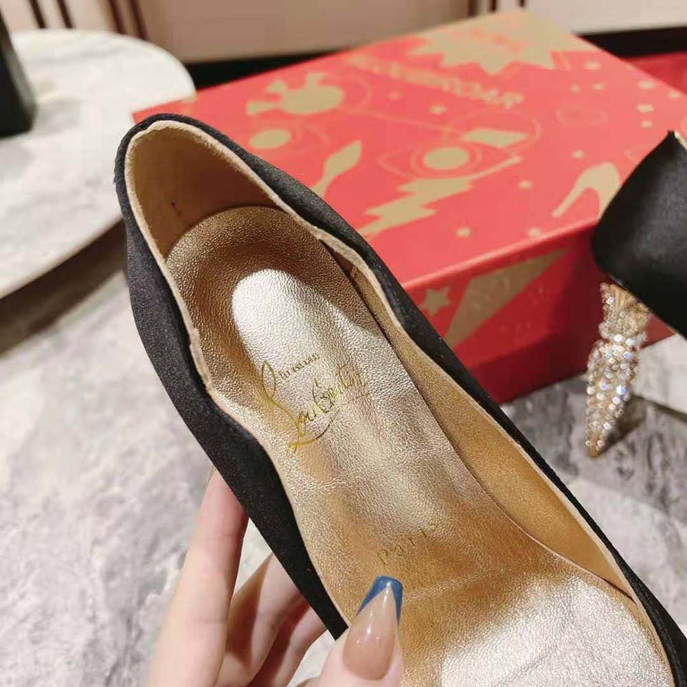 Christian Louboutin Women Lipstrass Pump 100 mm Heel Height-Black - image 8