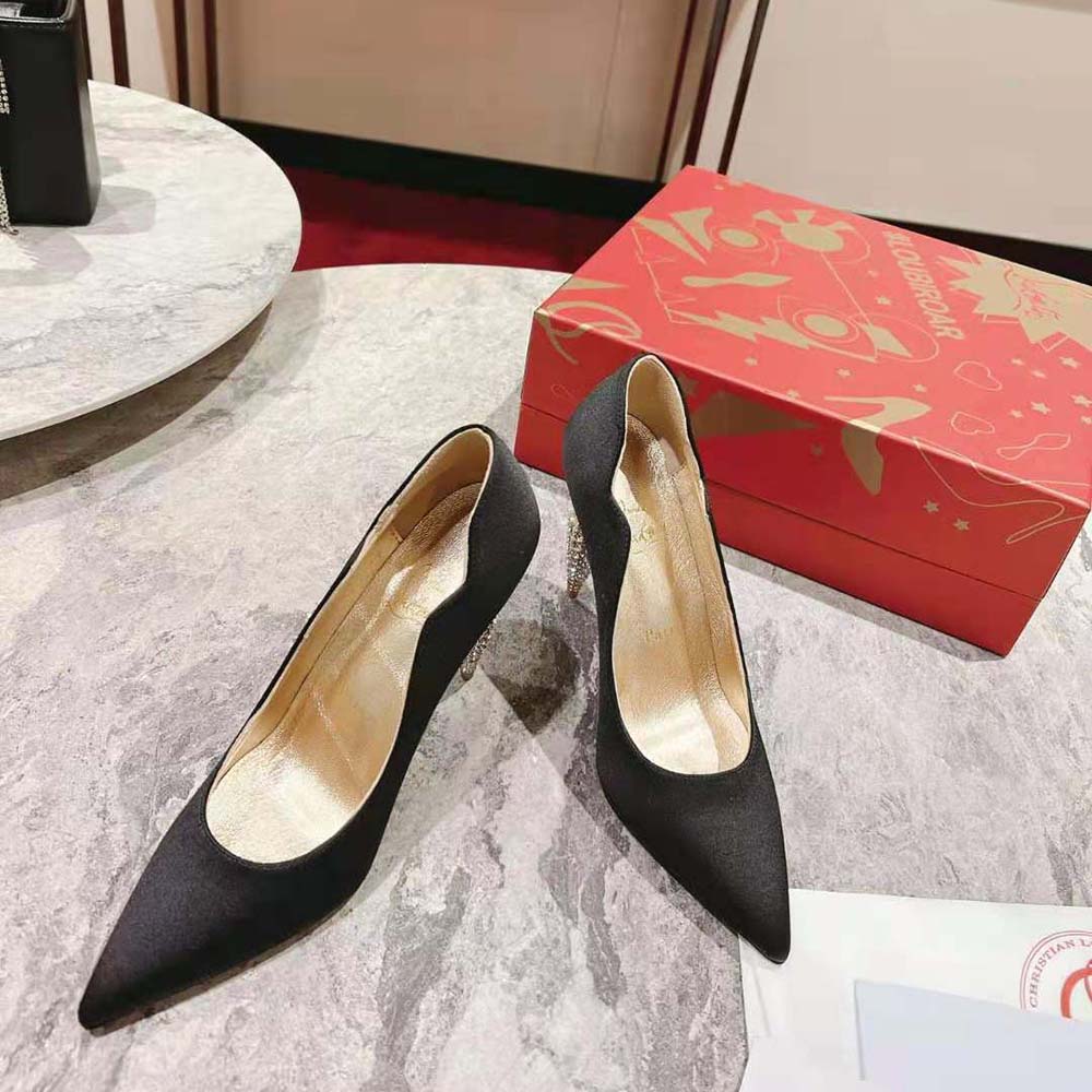 Close-up of Lipstrass crystals on Christian Louboutin Women Lipstrass Pump