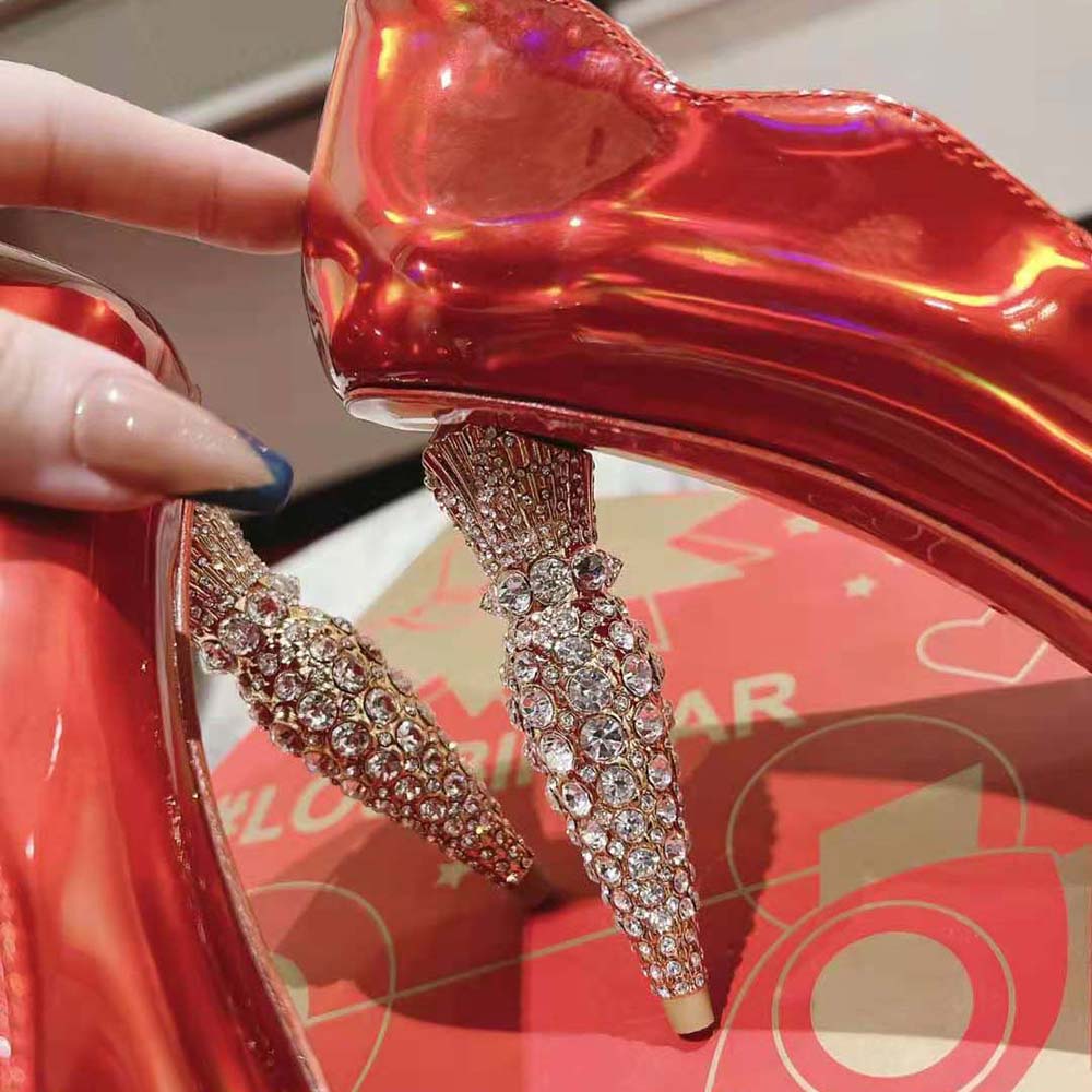 Christian Louboutin Women Lipstrass Pump 100 mm Heel Height-Red - image 9
