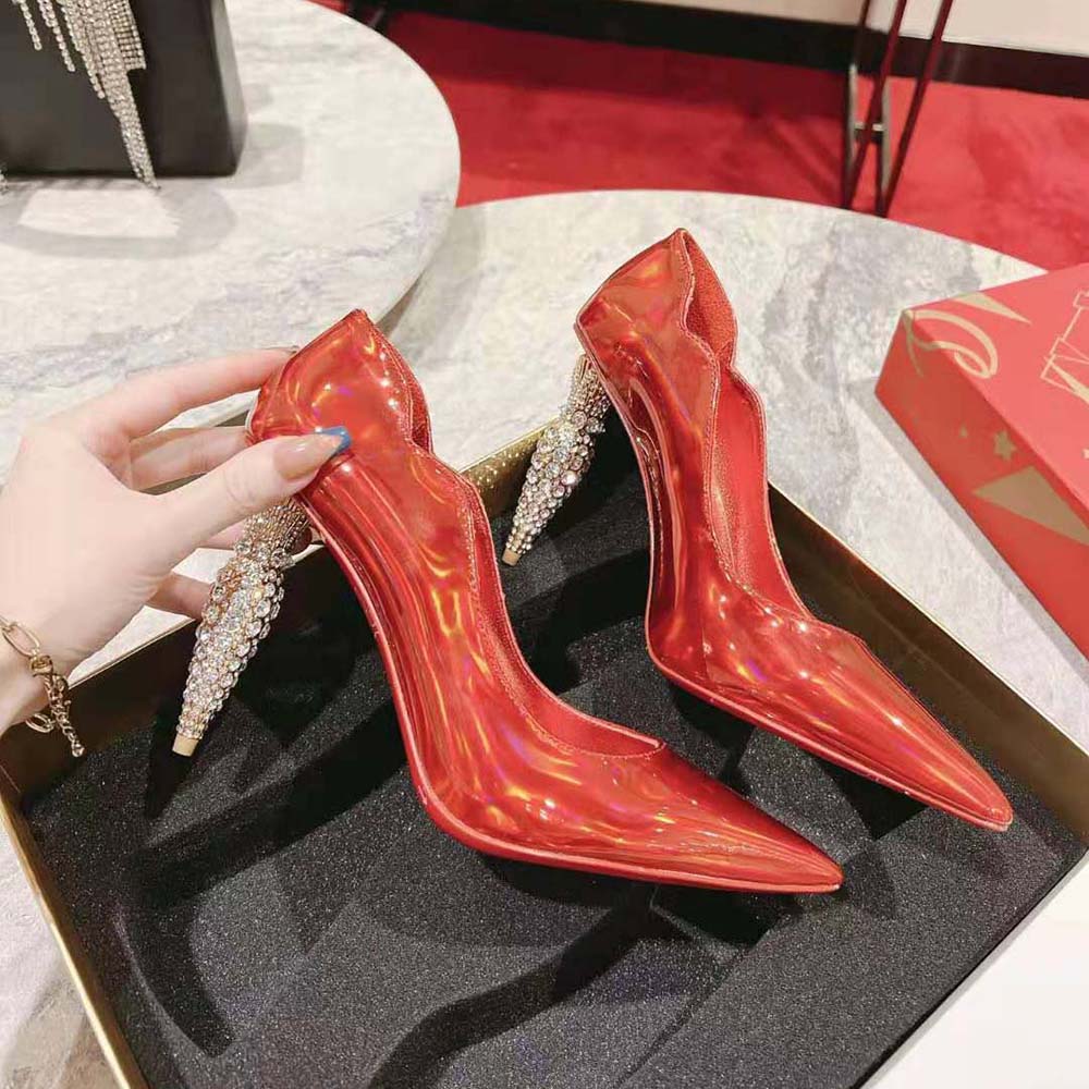 Christian Louboutin Women Lipstrass Pump 100 mm Heel Height-Red - image 7