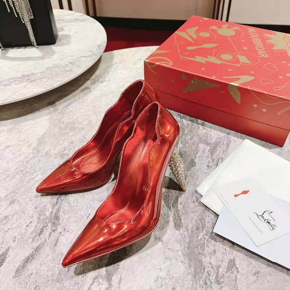 Christian Louboutin Women Lipstrass Pump 100 mm Heel Height-Red - image 4