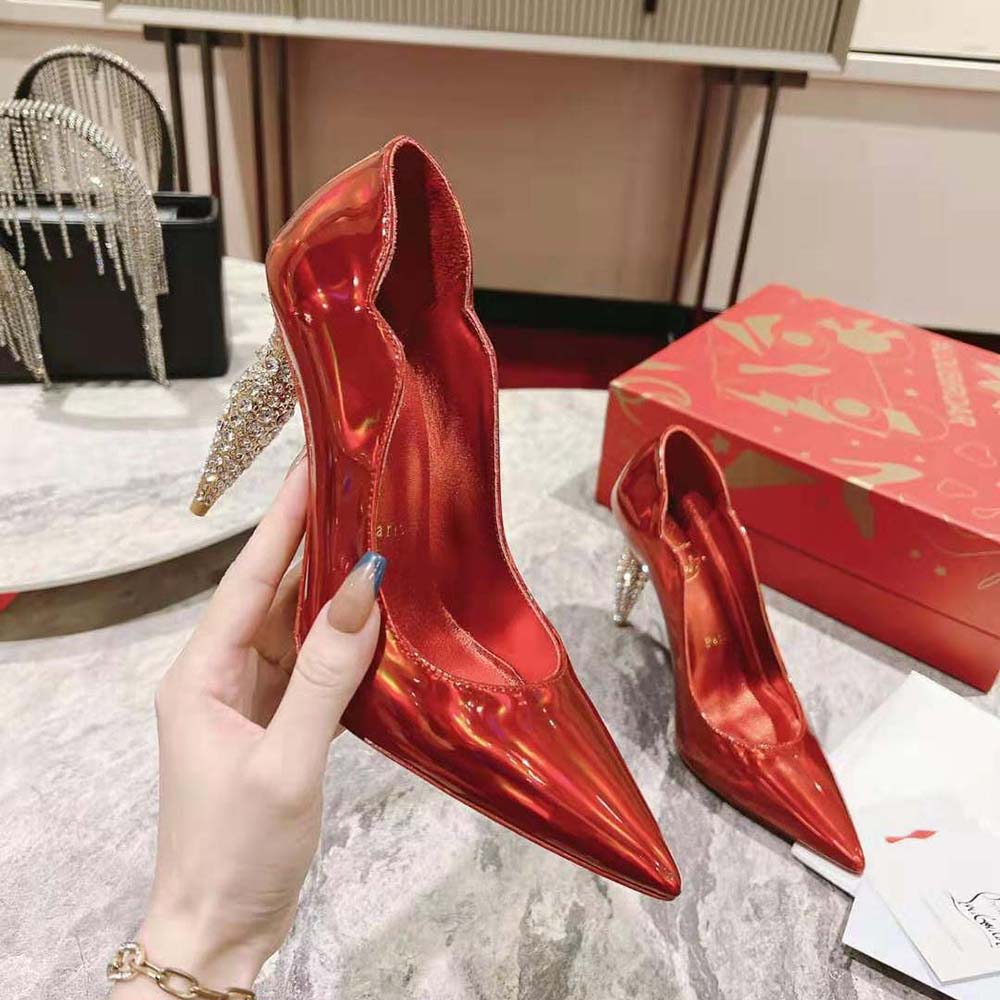 Christian Louboutin Women Lipstrass Pump 100 mm Heel Height-Red - image 5