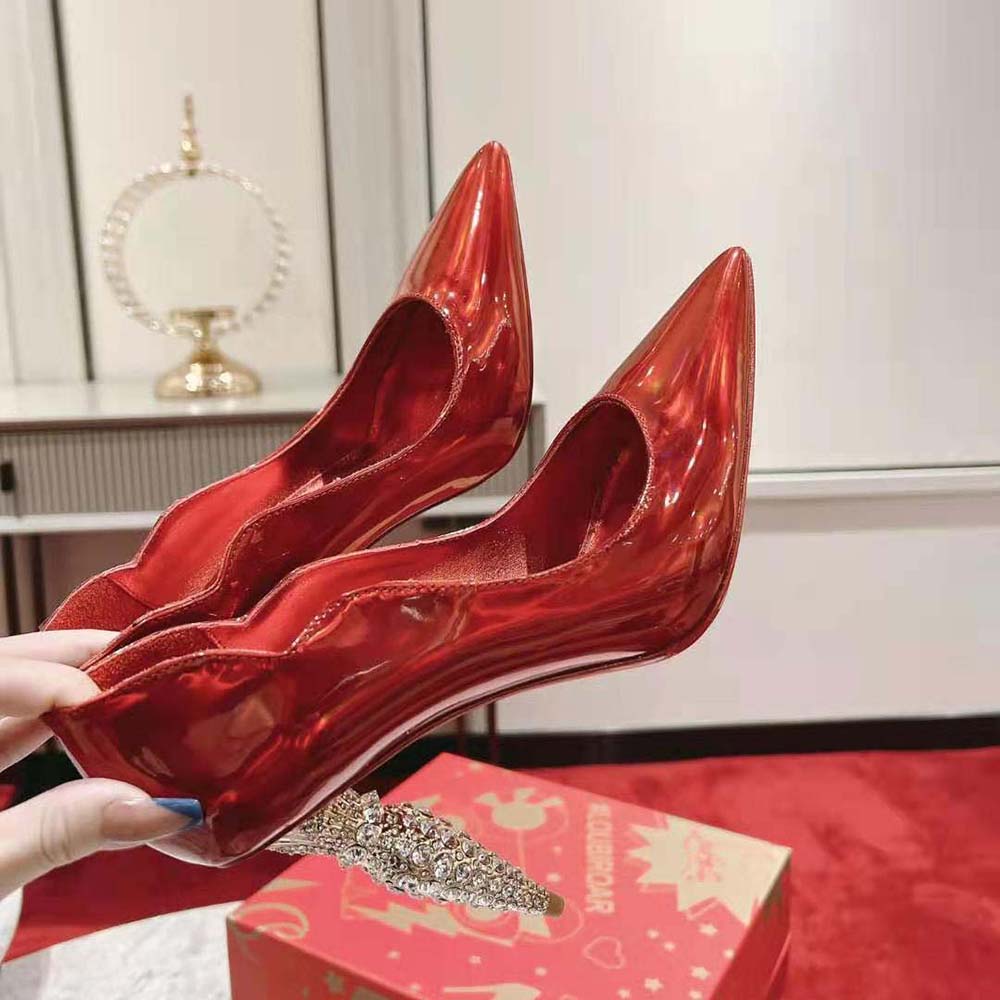 Christian Louboutin Women Lipstrass Pump 100 mm Heel Height-Red - image 6