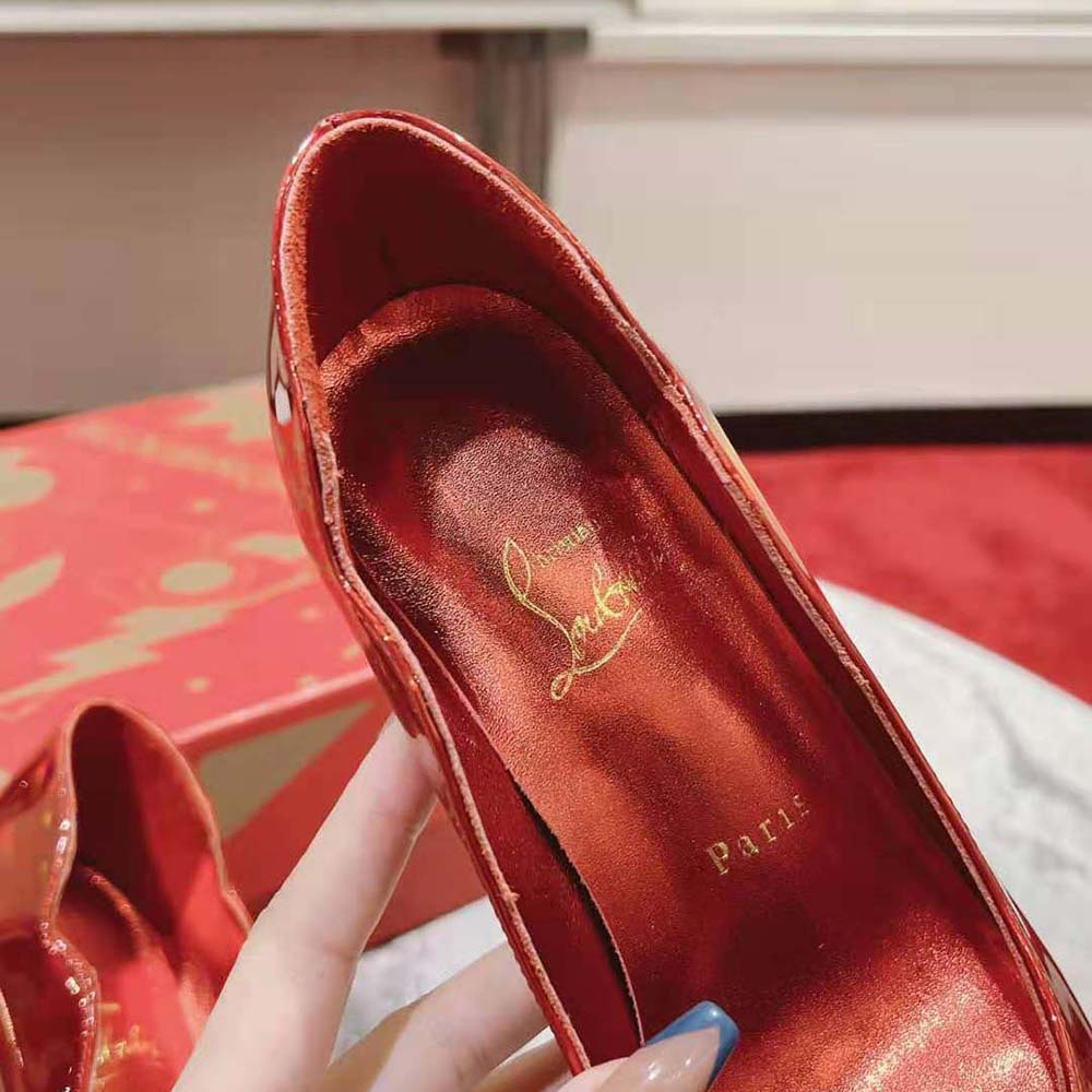 Christian Louboutin Women Lipstrass Pump 100 mm Heel Height-Red - image 8