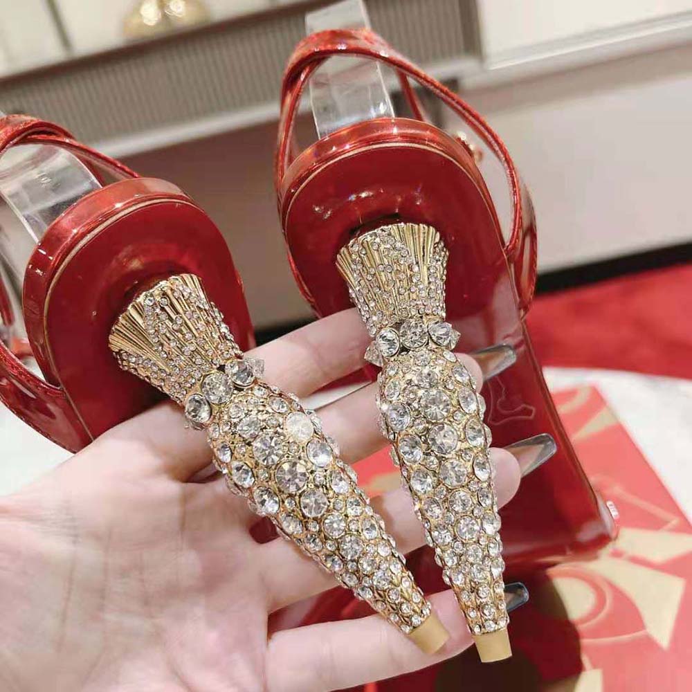 Christian Louboutin Women Lipstrass Queen 100 mm Heel Height-Red - image 9