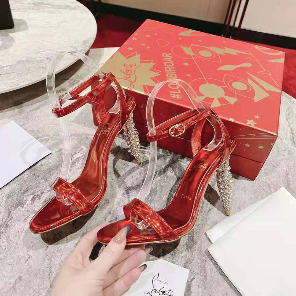 Christian Louboutin Women Lipstrass Queen 100 mm Heel Height-Red - image 5