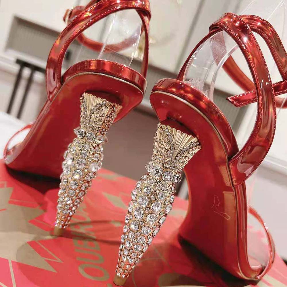 Christian Louboutin Women Lipstrass Queen 100 mm Heel Height-Red - image 10
