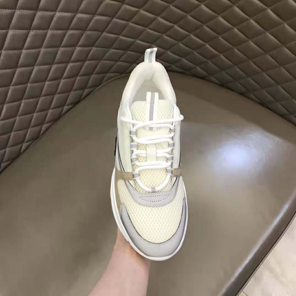 Dior Men B22 Sneaker Cream Technical Mesh with Beige and White Smooth Calfskin - image 7
