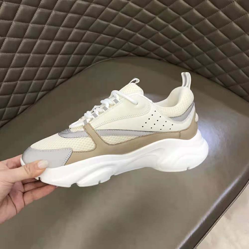 Dior Men B22 Sneaker Cream Technical Mesh with Beige and White Smooth Calfskin - image 8