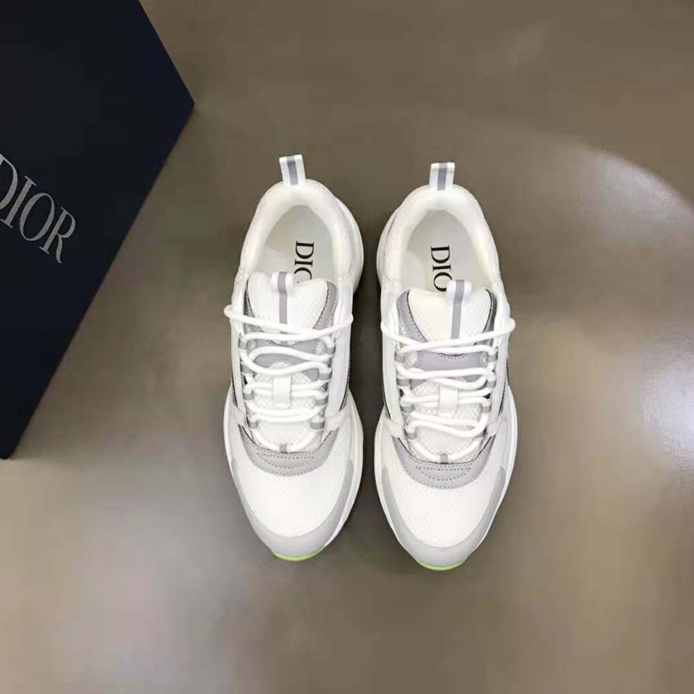 Top view showing lace-up closure on Dior Men B22 Sneaker White