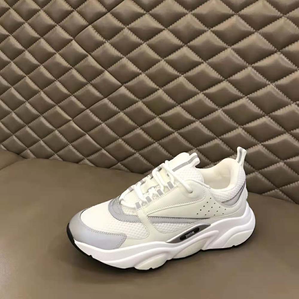 Dior Men B22 Sneaker White Technical Mesh with White and Silver-Tone Calfskin - image 6